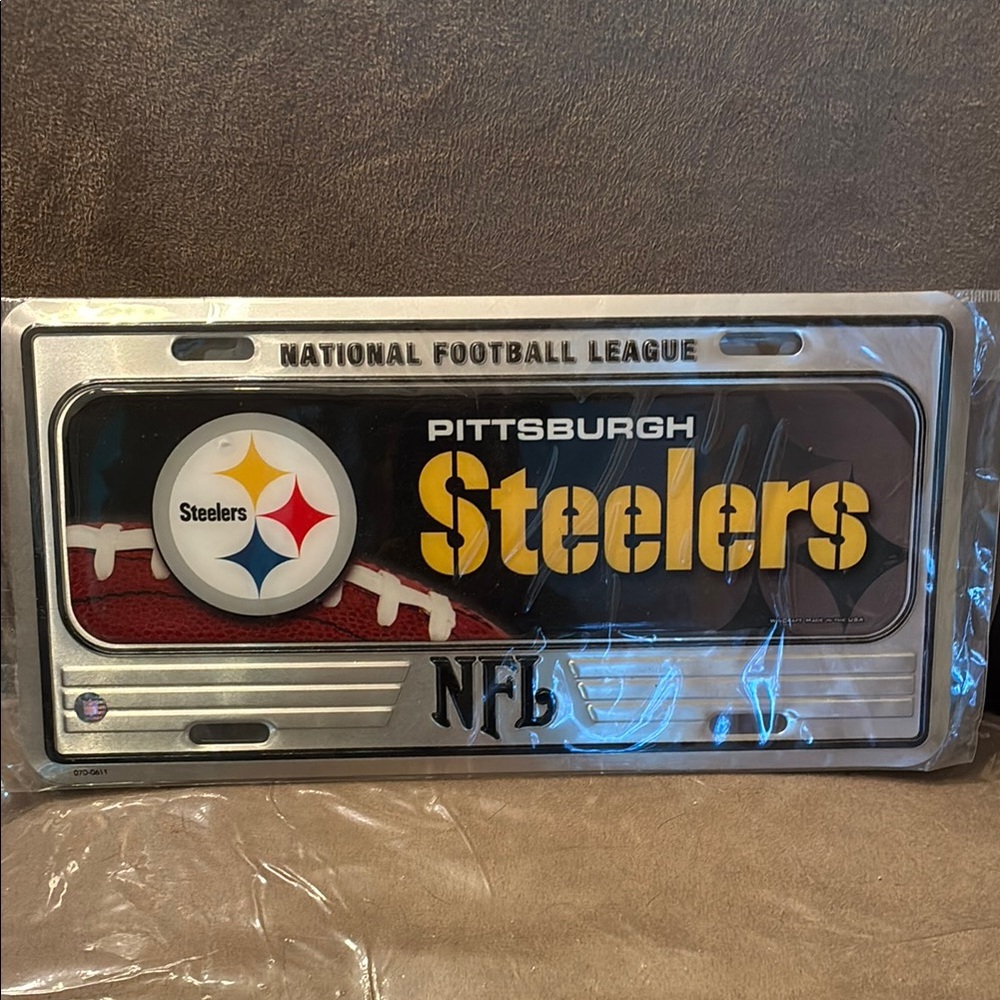 NFL Black and Silver Metal License Plate